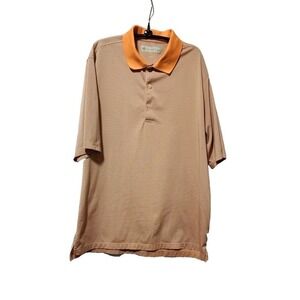Donald Ross Men's Size XL Orange Striped Short Sleeve Golf Polo Shirt